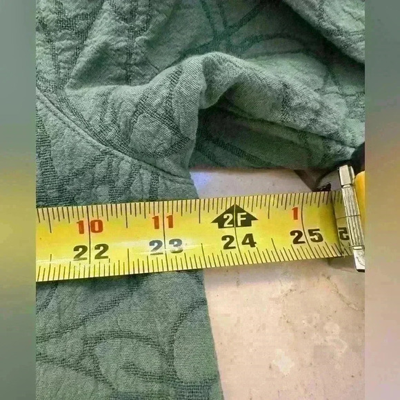 Kleen linen cotton blend button down drapey‎ teal green artsy lagenlook jacket L - Picture 12 of 12